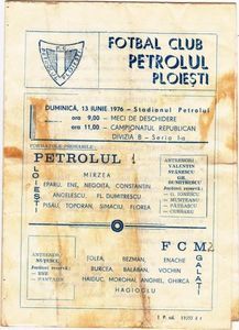 FCM Galati - FC Petrolul Ploiesti 1975-1976 Program Meci