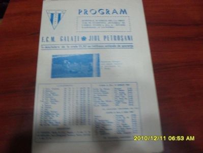 FCM Galati - Jiul Petrosani 1980-1981 Program Meci