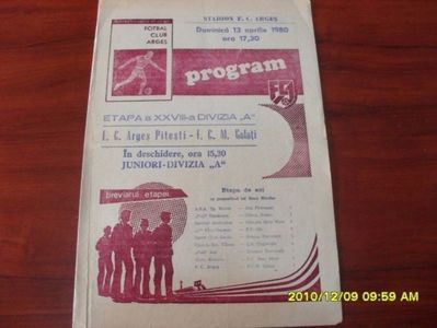 FC Arges Pitesti - FCM Galati 1979-1980 Program Meci