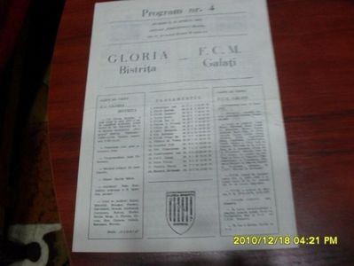 Gloria Bistrita - FCM Galati 1981-1982 Program Meci