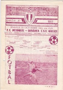 FC Petrolul Ploiesti - Dunarea CSU Galati 1983-1984 Program Meci