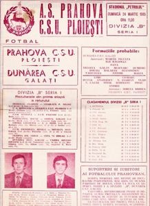 AS Prahova CSU Ploiesti - Dunarea CSU Galati 1984-1985 Program Meci