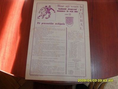 Gloria Bistrita - CSU Galati 1981-1982 Program Meci