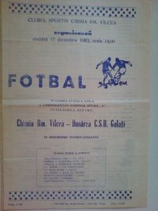 Dunarea CSU Galati - Chimia Ramnicu Valcea 1983-1984 Program Meci