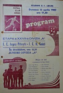 FC Arges Pitesti - FCM Galati 1979-1980 Program Meci