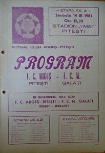 FC Arges Pitesti - FCM Galati 1980-1981 Program Meci