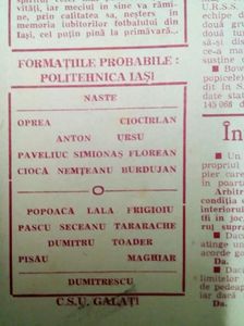 Politehnica Iasi - CSU Galati 1980