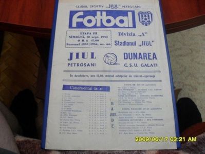 Jiul Petrosani - Dunarea CSU Galati 1983-1984