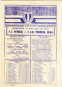 Petrolul Ploiesti Dacia Unirea Braila 1984-1985