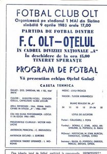 FC Olt Scornicesti - Otelul Galati 1987 Program Meci