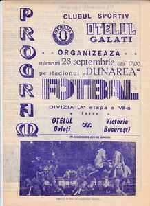 Otelul Galati - Victoria Bucuresti 1988 Program Meci