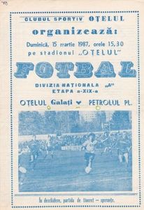 Otelul Galati - Petrolul Ploiesti 1986 Program Meci