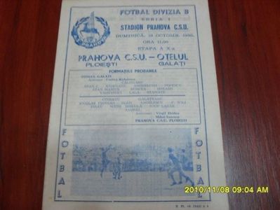 Prahova CSU Ploiesti - Otelul Galati 1985 Program Meci