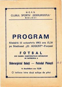 Program Meci 1963 Siderurgistul Galati Petrolul Ploiesti