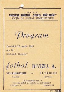 Program Meci 1965 Siderurgistul Galati Petrolul Ploiesti
