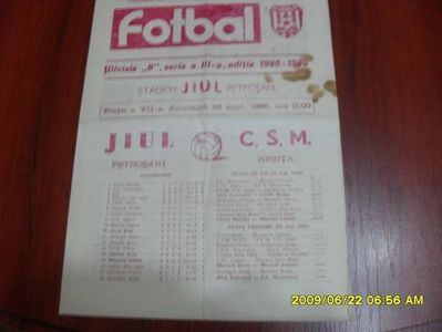Jiul Petrosani CSM Resita 1985-1986