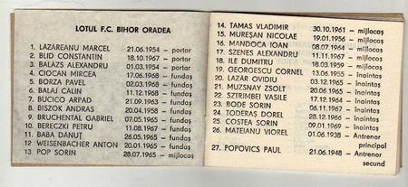 FC Bihor Oradea 1988-1989