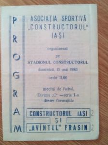 Constructorul Iasi - Avantul Frasin 1982-1983