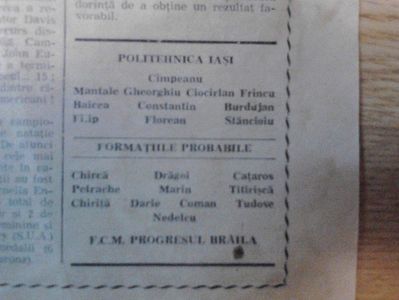 FCM Progresul Braila - Politehnica Iasi 1986-1987