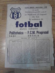 FCM Progresul Braila - Politehnica Iasi 1986-1987