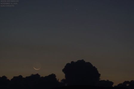 Conjunctie Luna in scadere-Mercur, Grecia; 14 nov. 2020
